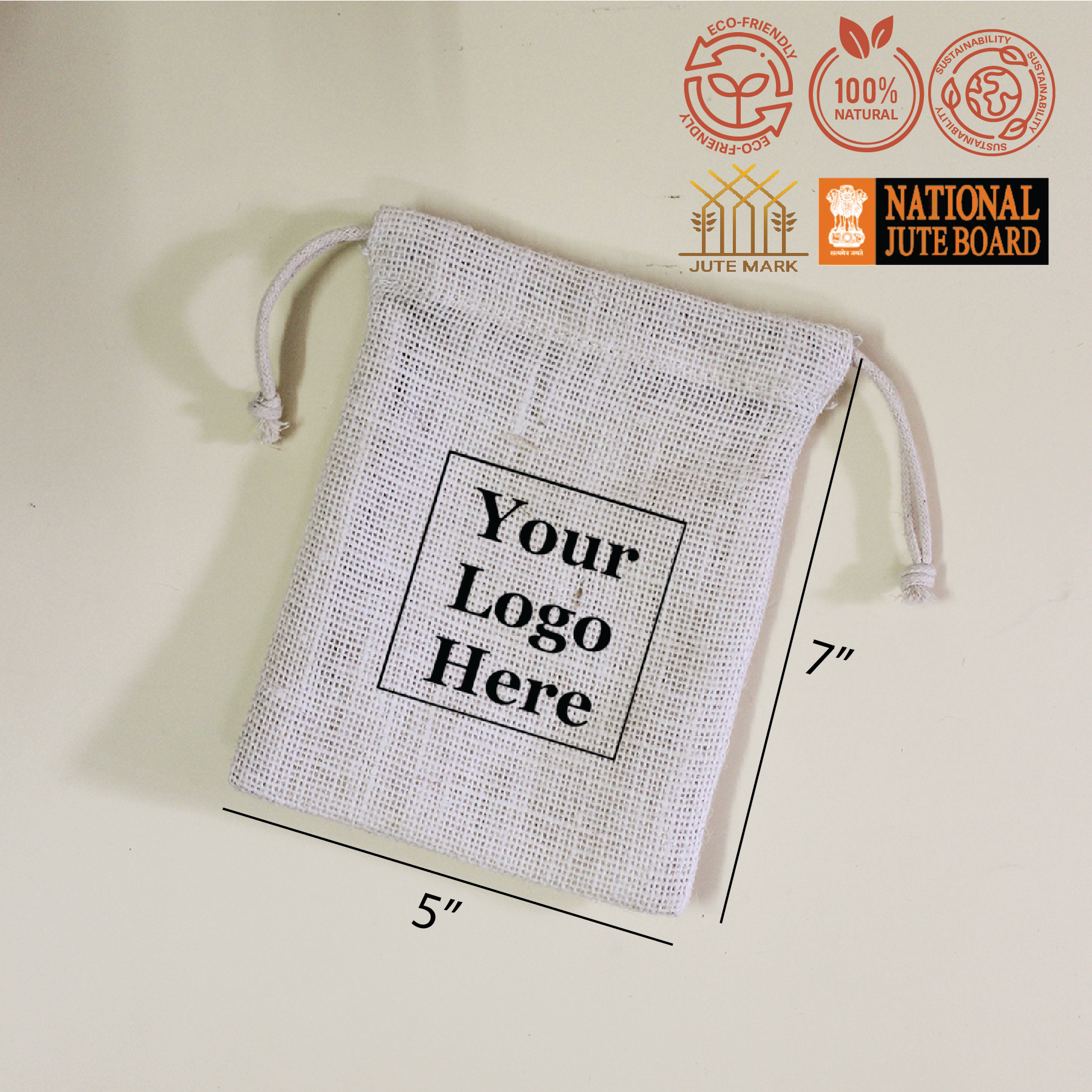 Plain White Jute Pouch (Small)-Pack of 100