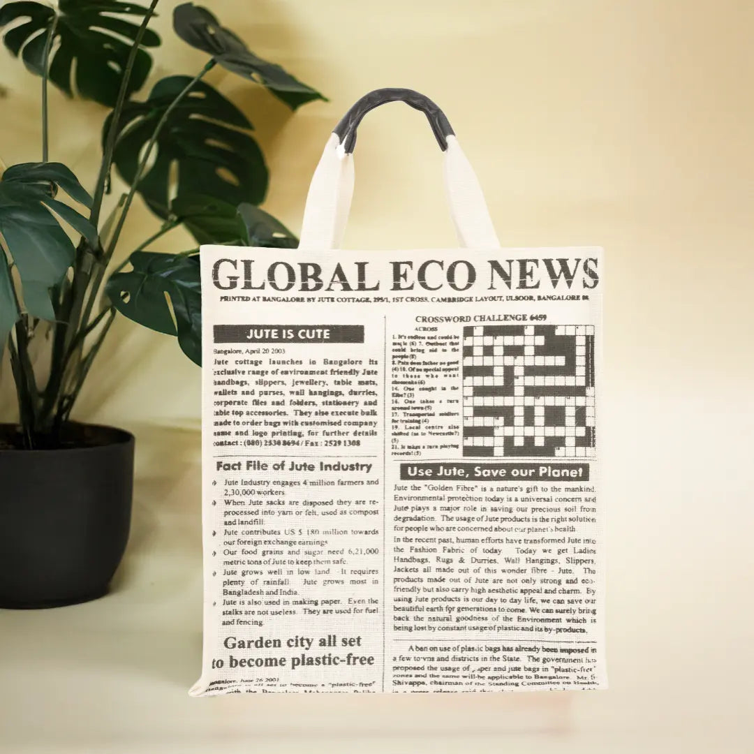 Global Newspaper print Shopping bag
