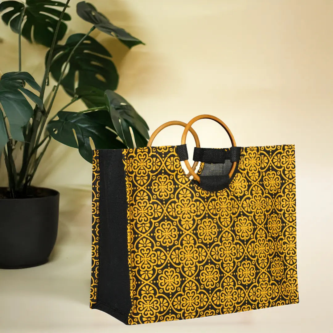 Mughal Print Cane Handle Lunch bag