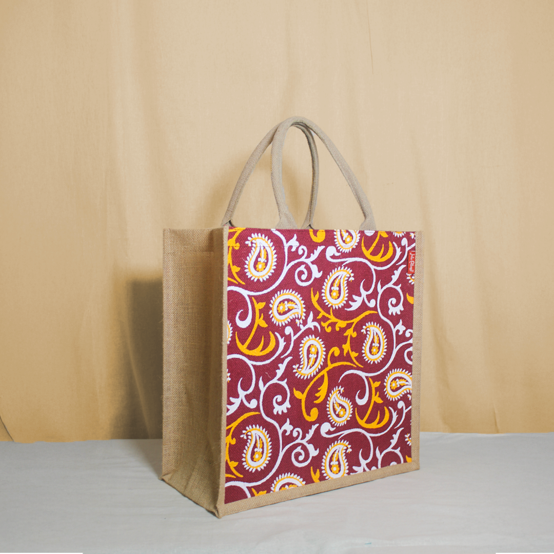 Floral Paisley jute shopping bag