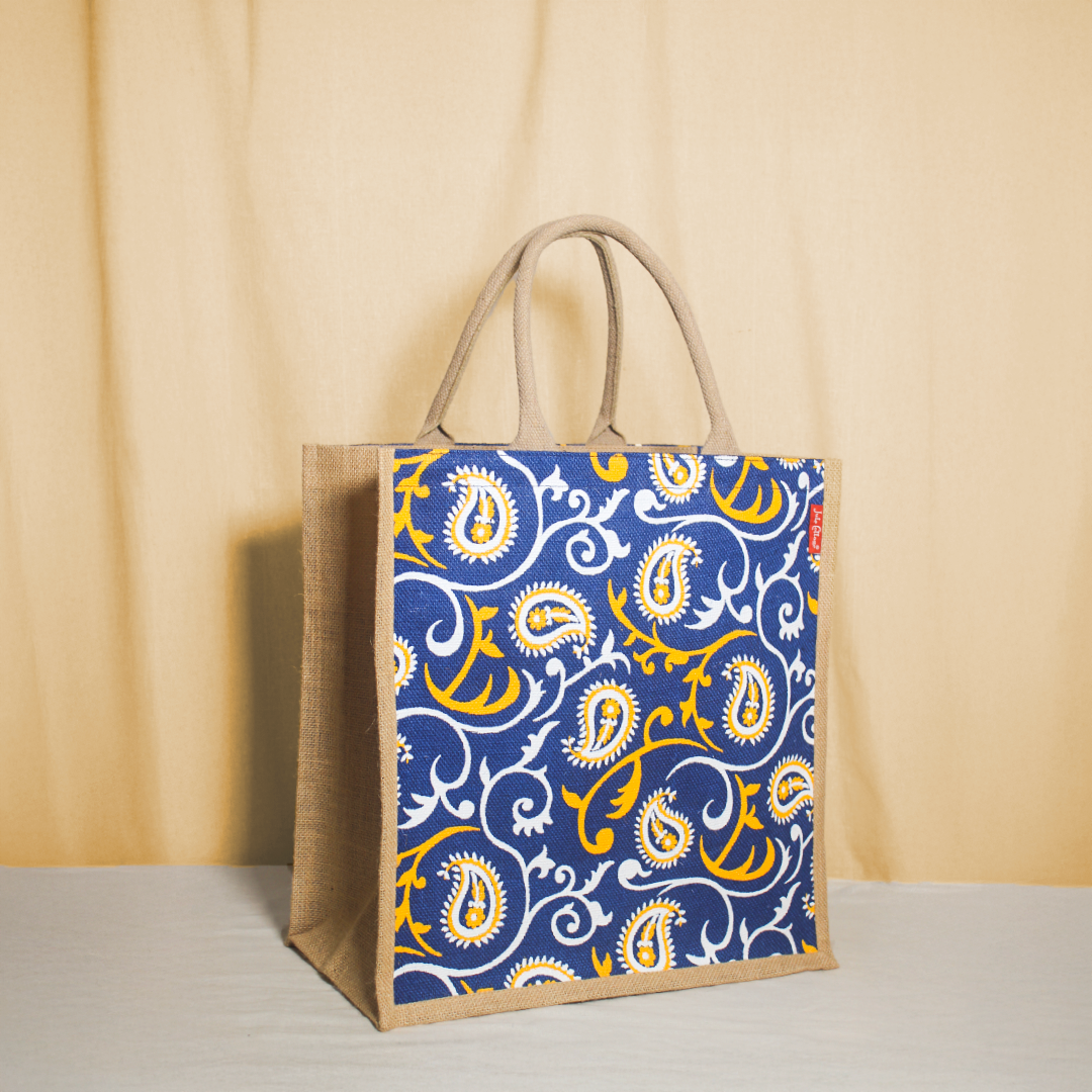 Floral Paisley jute shopping bag