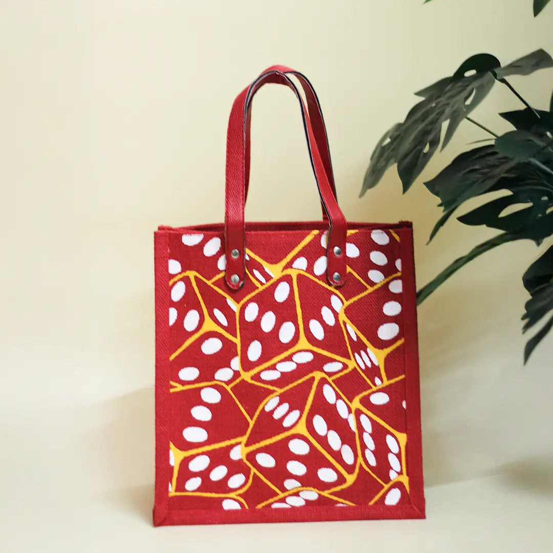 Dice Print Zipper Lunch Bag