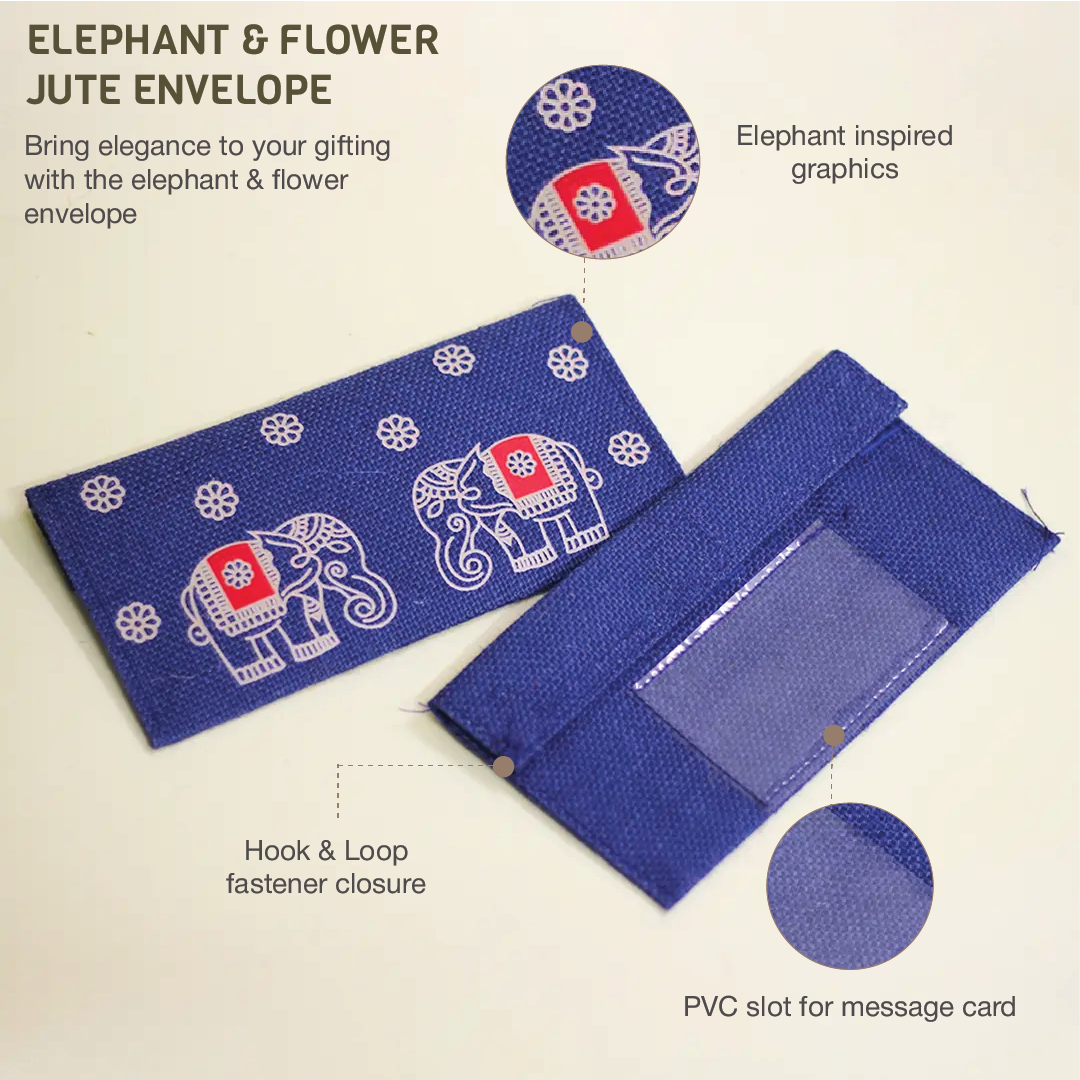 Elephant & Flower Jute Envelope(Pack of 3)