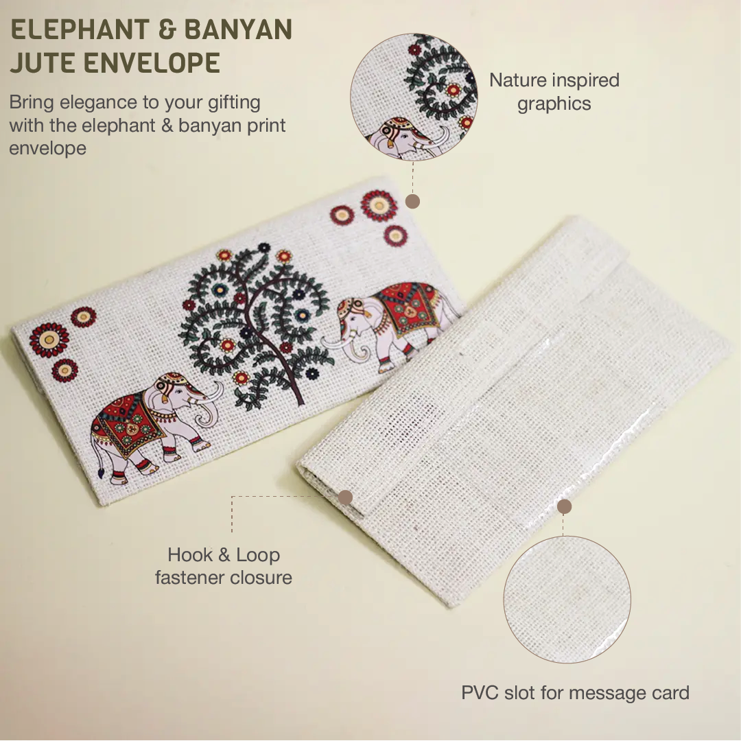 Elephant & Banyan Jute Envelope (Pack of 4)