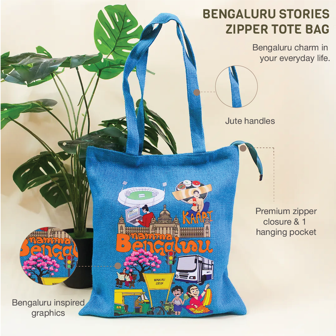 Bengaluru Stories Zipper Tote Bag