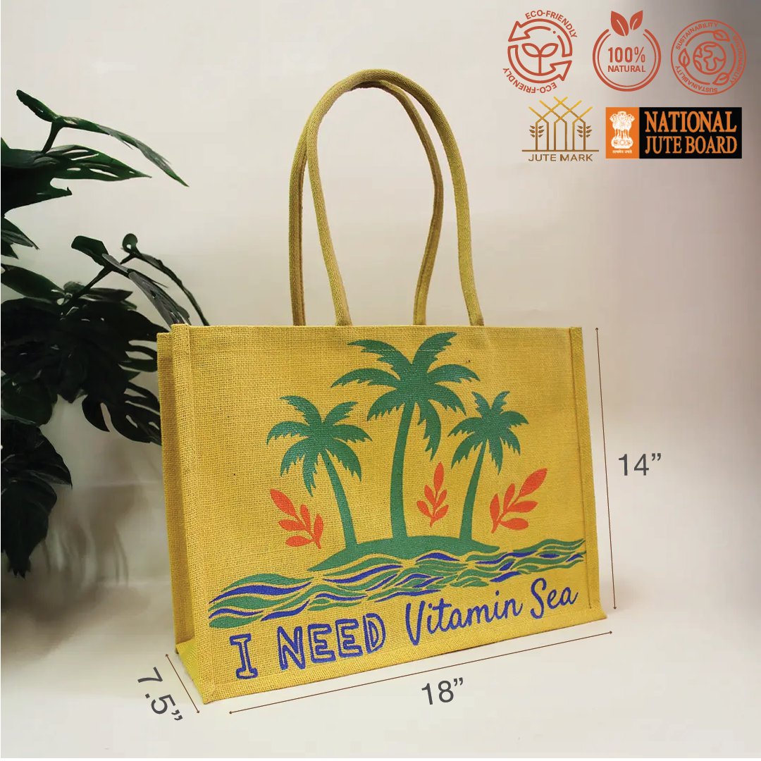 I Need Vitamin Sea Jute Beach Bag
