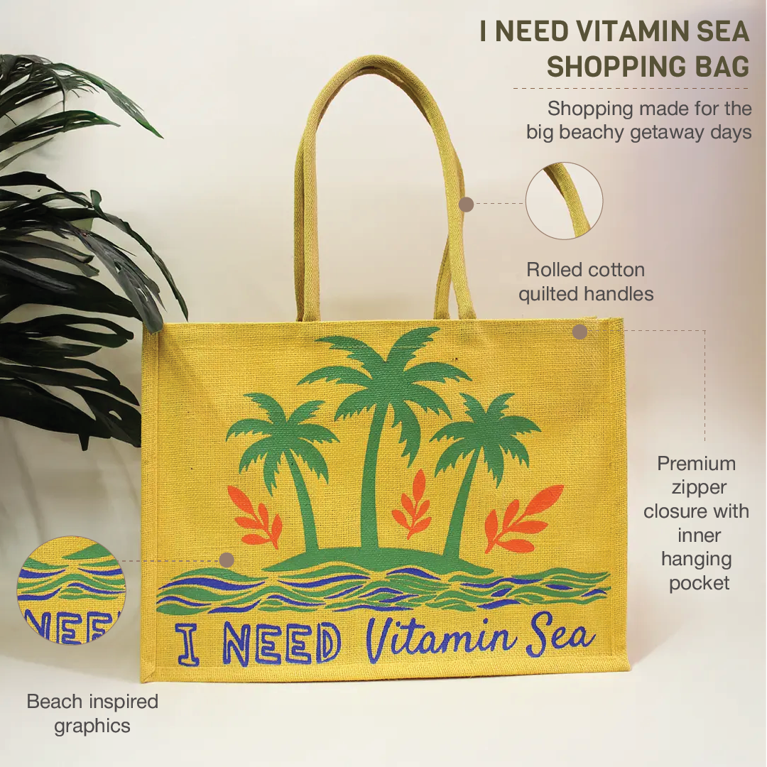 I Need Vitamin Sea Jute Beach Bag