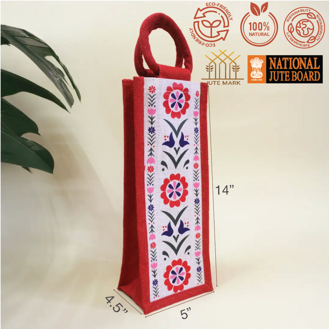 Geometric Floral Bottle Bag