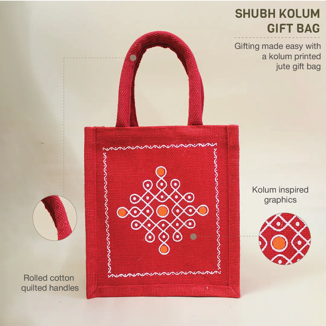 Shubh Kolum Jute Gift Bag(Pack of 4)