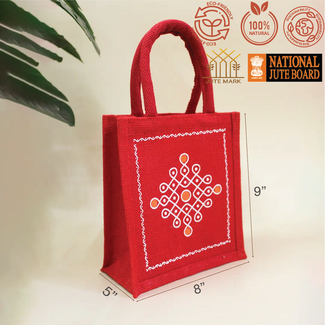 Shubh Kolum Jute Gift Bag(Pack of 4)