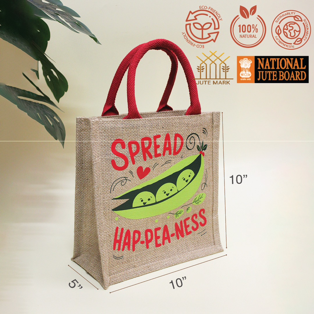 Spread Hap-pea-ness Jute bag