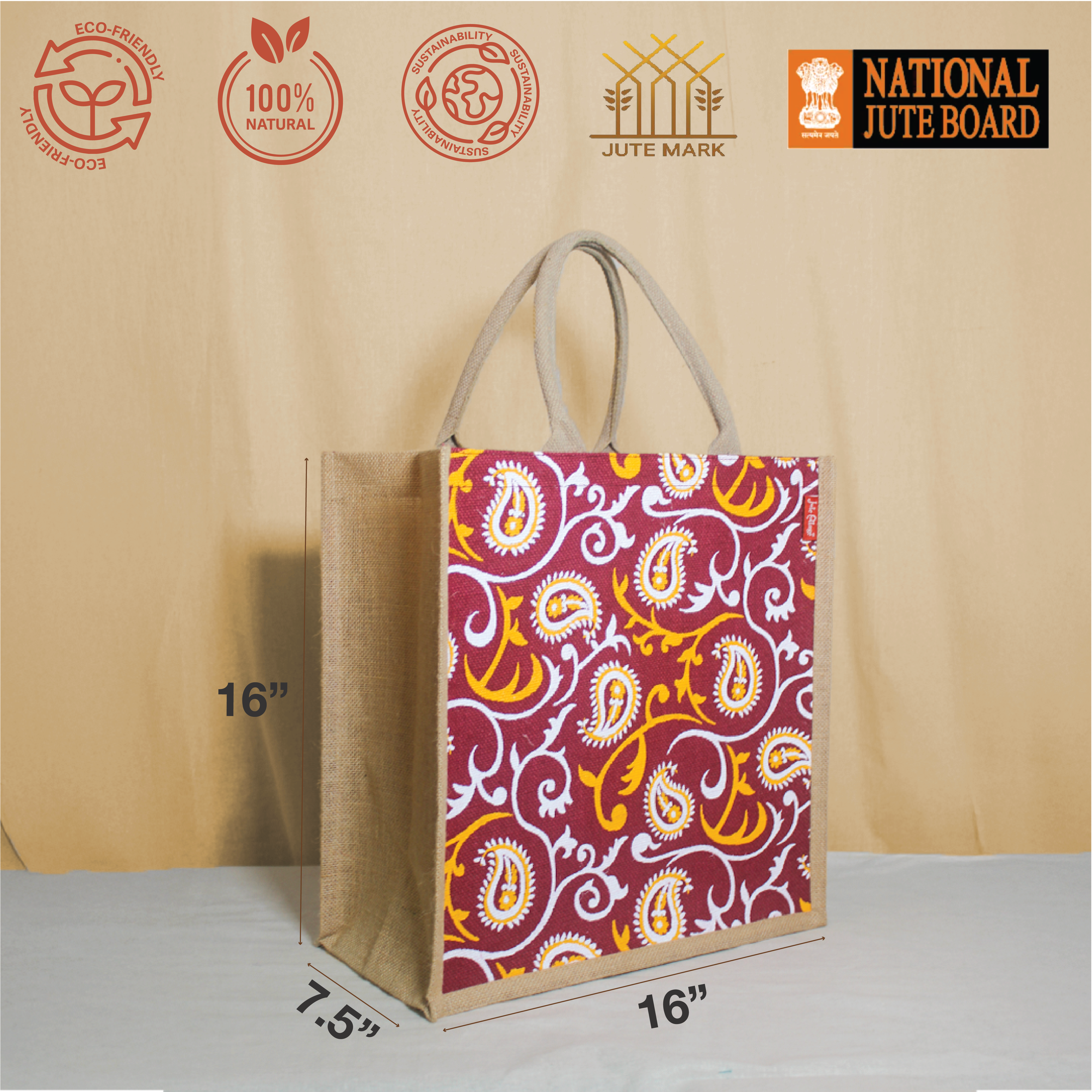 Floral Paisley jute shopping bag