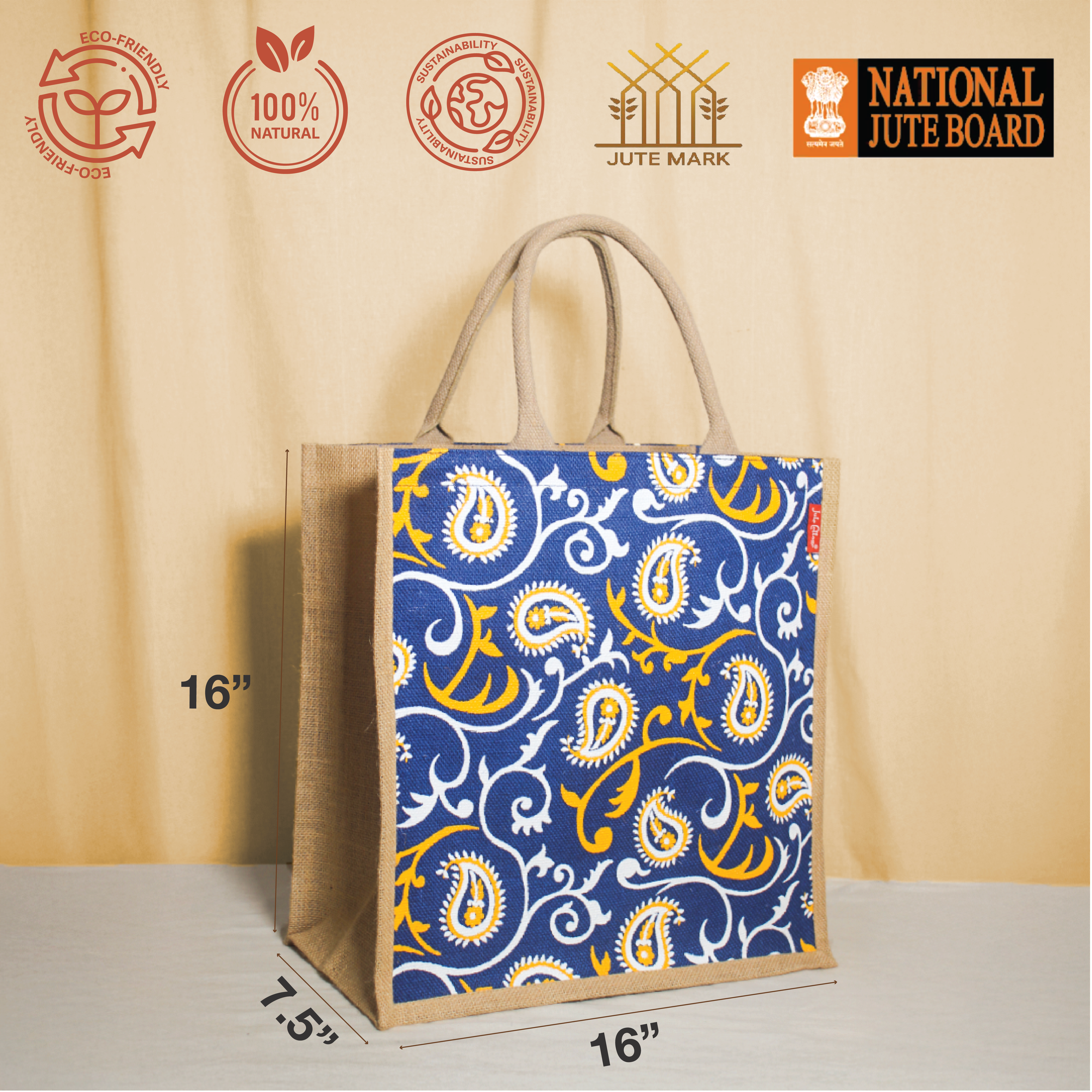 Floral Paisley jute shopping bag
