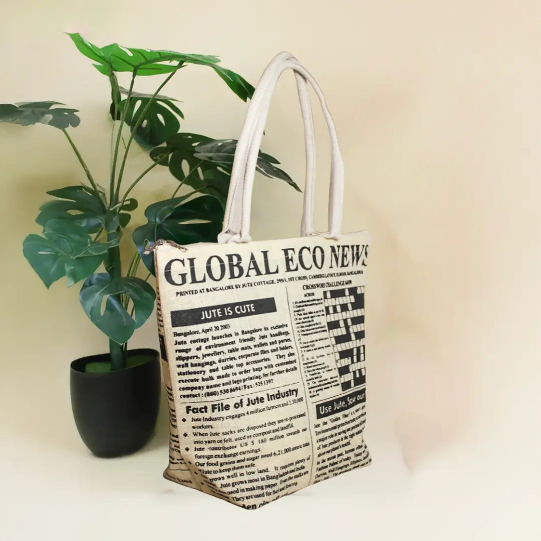 Global print Jute Bag Large
