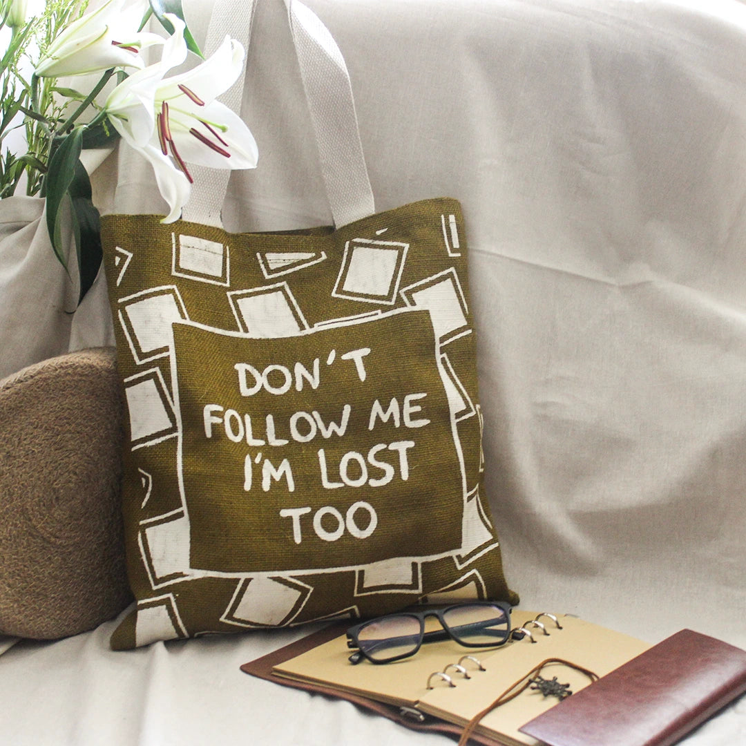 Wander Mood Jute Tote bag