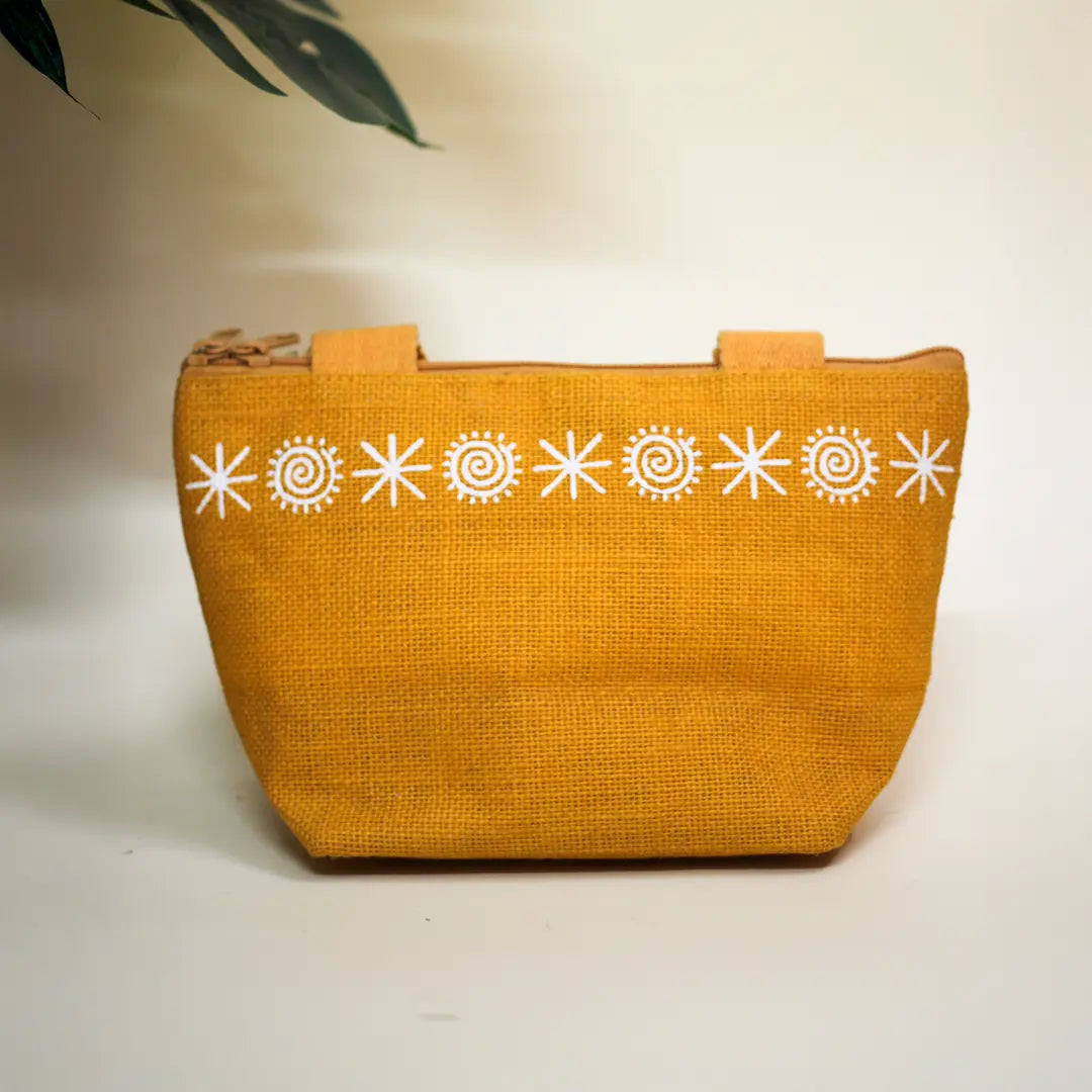 Star print Mini Wristlet jute bag(D-lock)