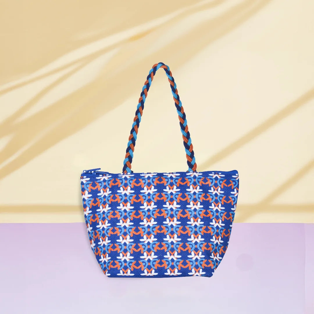 Mosaic Mini Wristlet jute bag Large(D-lock)