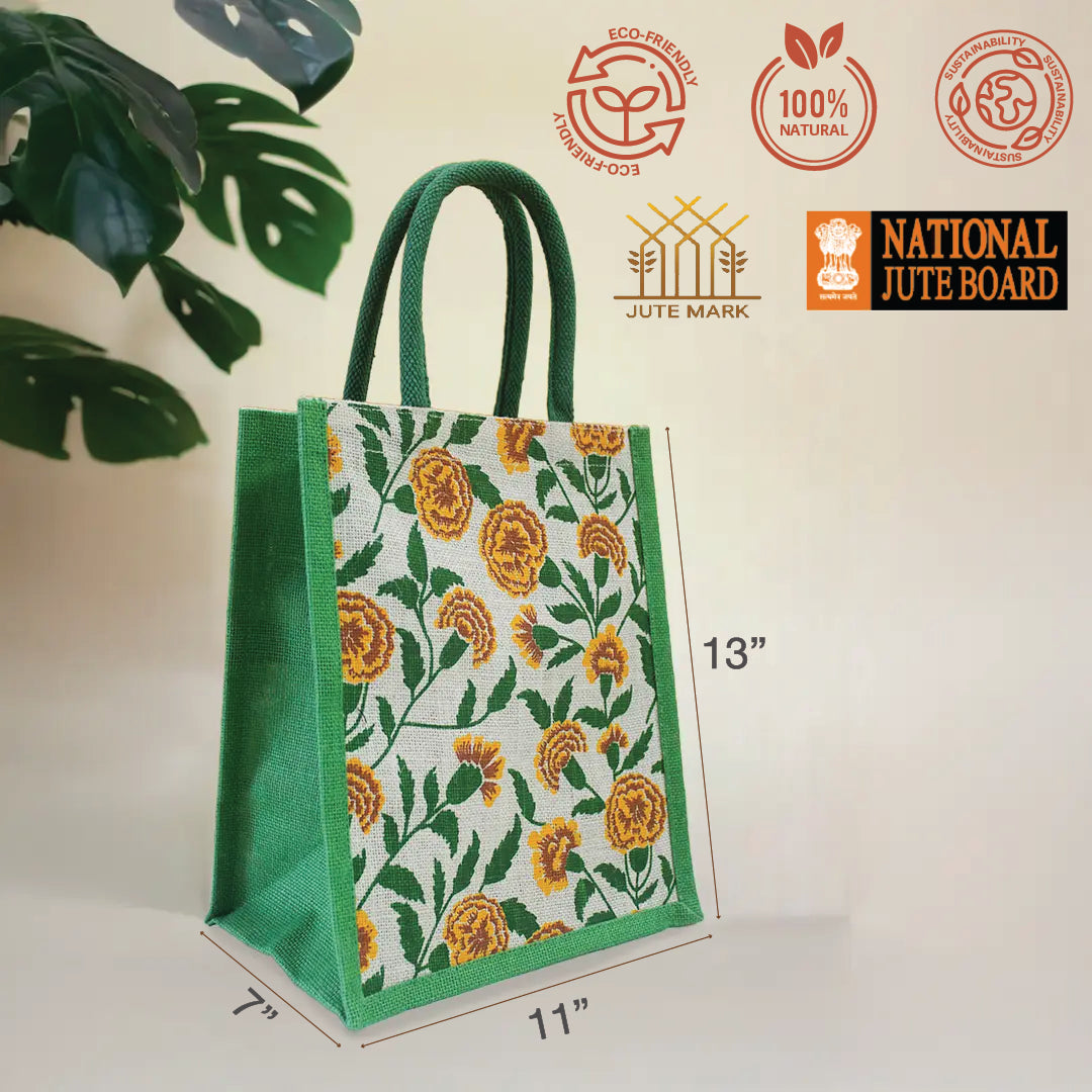 Marigold Green Zipper Lunch Bag