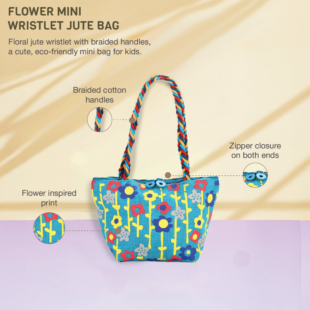 Flower Mini Wristlet jute bag(D-lock)