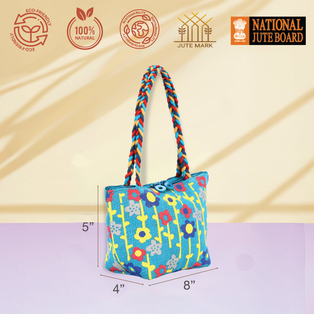 Flower Mini Wristlet jute bag(D-lock)