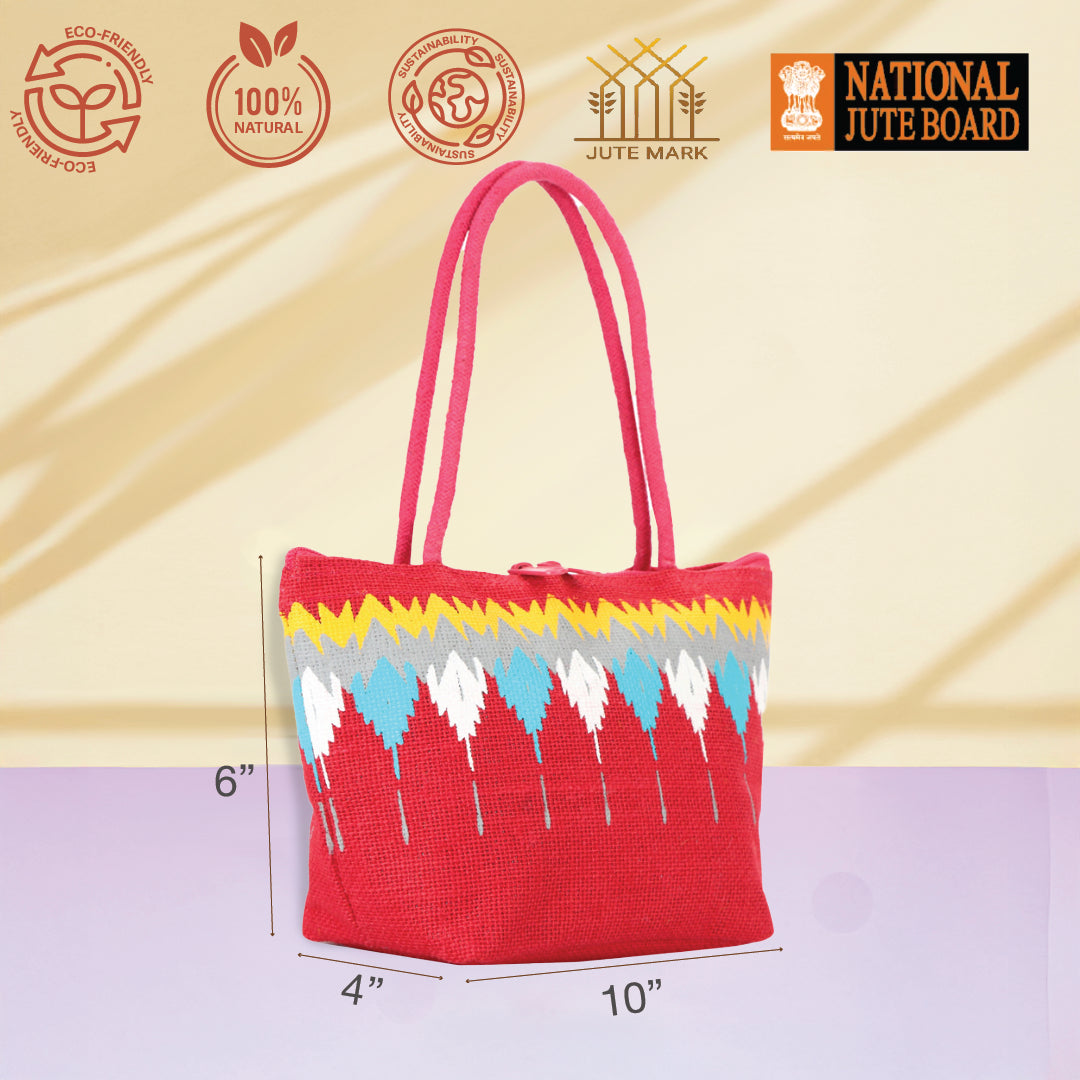 Ikkat print Mini Wristlet jute bag(D-lock)