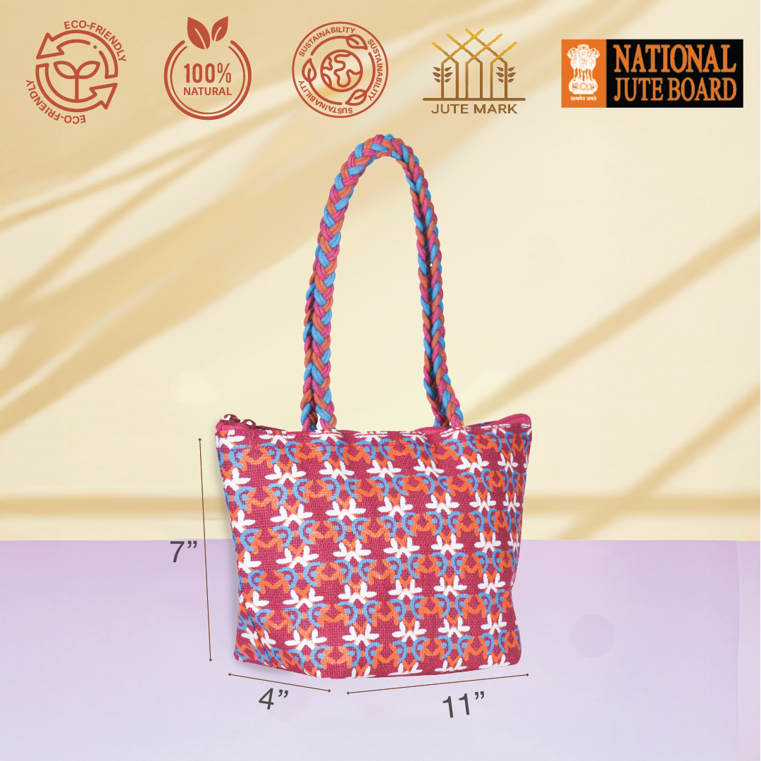 Mosaic Mini Wristlet jute bag Large(D-lock)