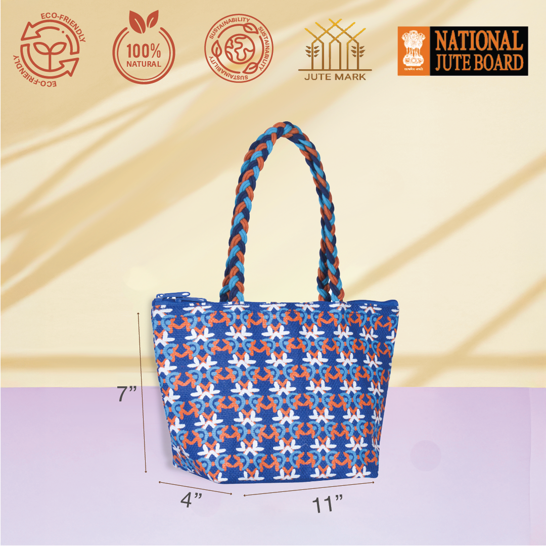 Mosaic Mini Wristlet jute bag Large(D-lock)