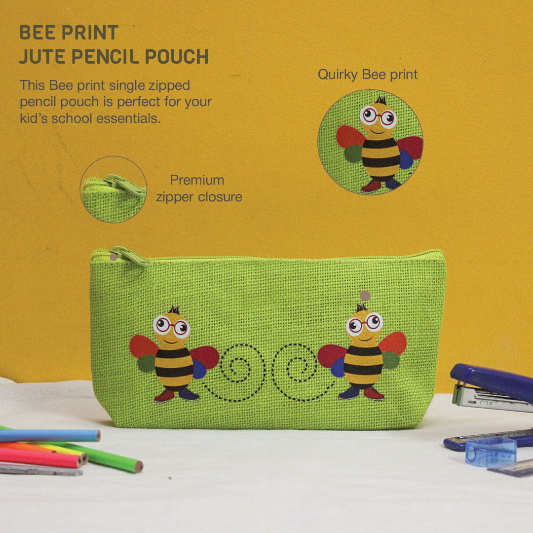 Bee Jute Pencil pouch