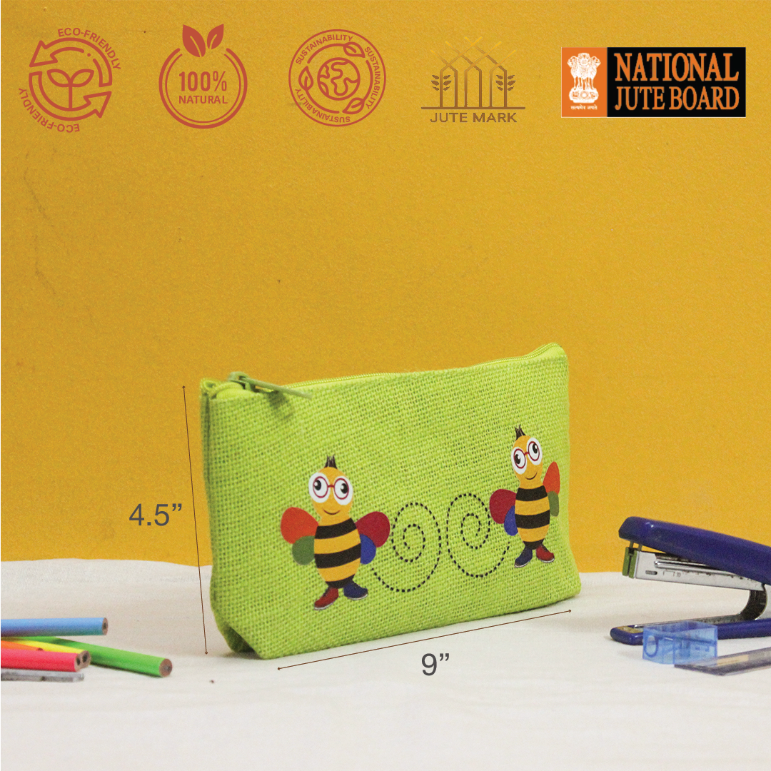 Bee Jute Pencil pouch