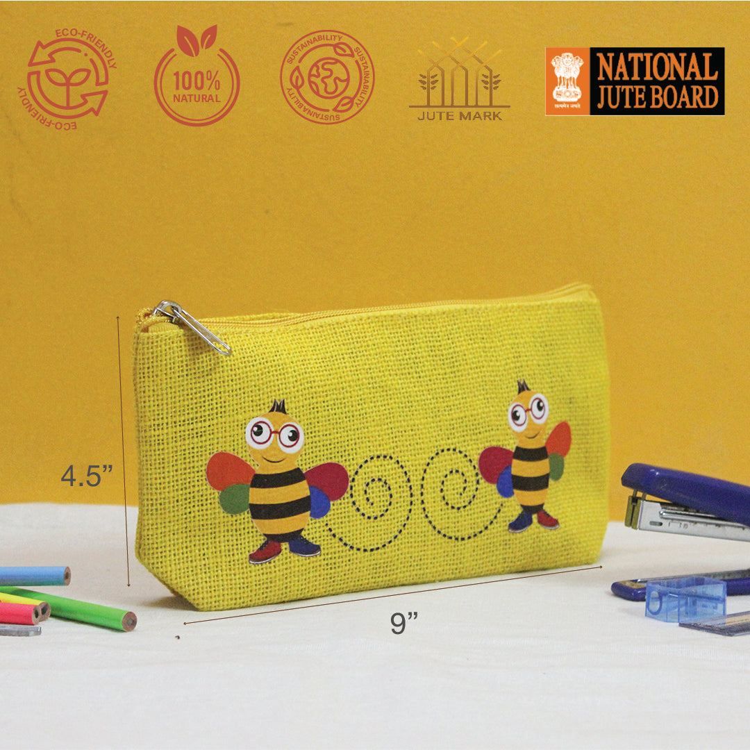 Bee Jute Pencil pouch