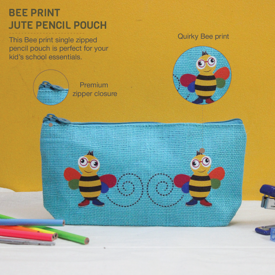 Bee Jute Pencil pouch
