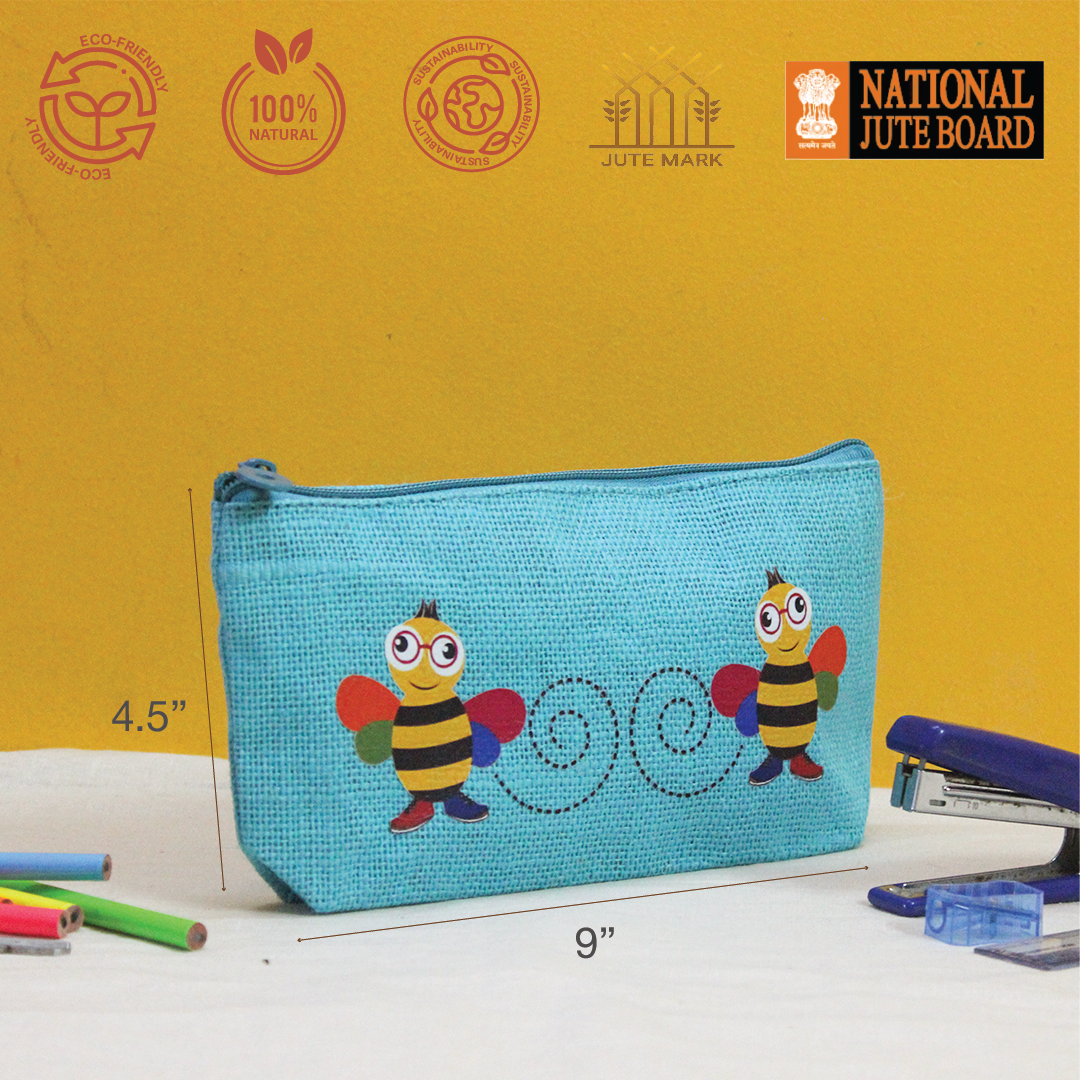 Bee Jute Pencil pouch