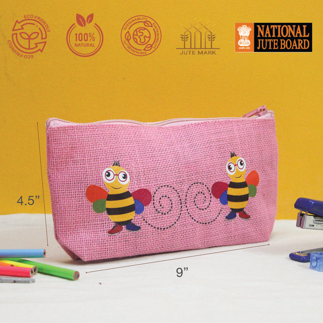 Bee Jute Pencil pouch