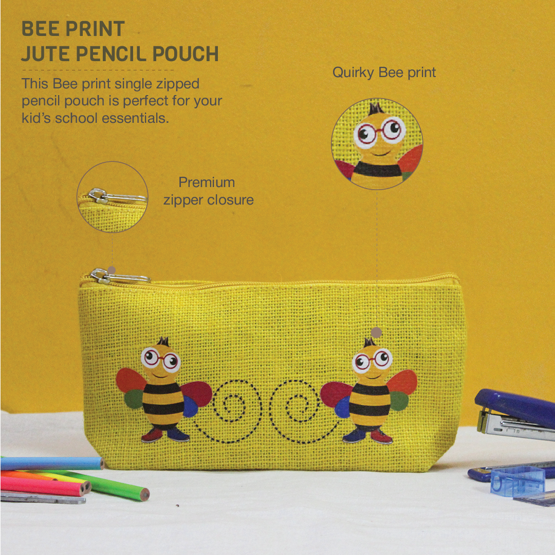 Bee Jute Pencil pouch