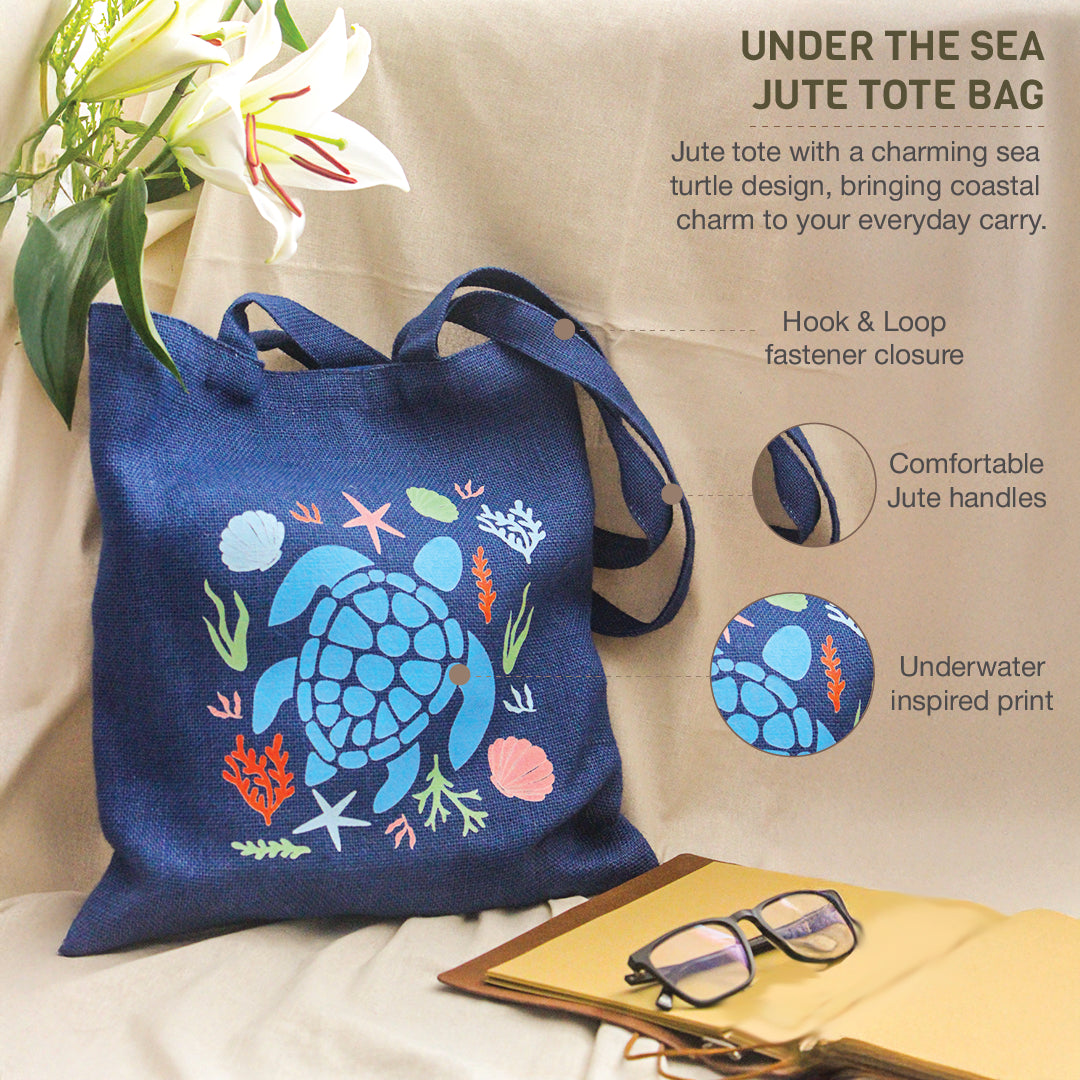Under the Sea Jute Tote bag