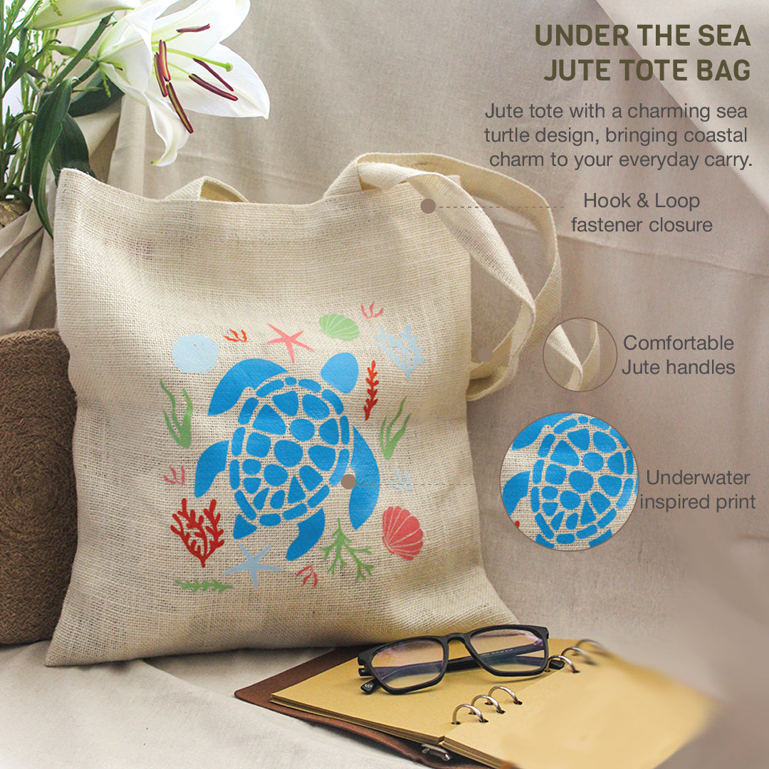 Under the Sea Jute Tote bag