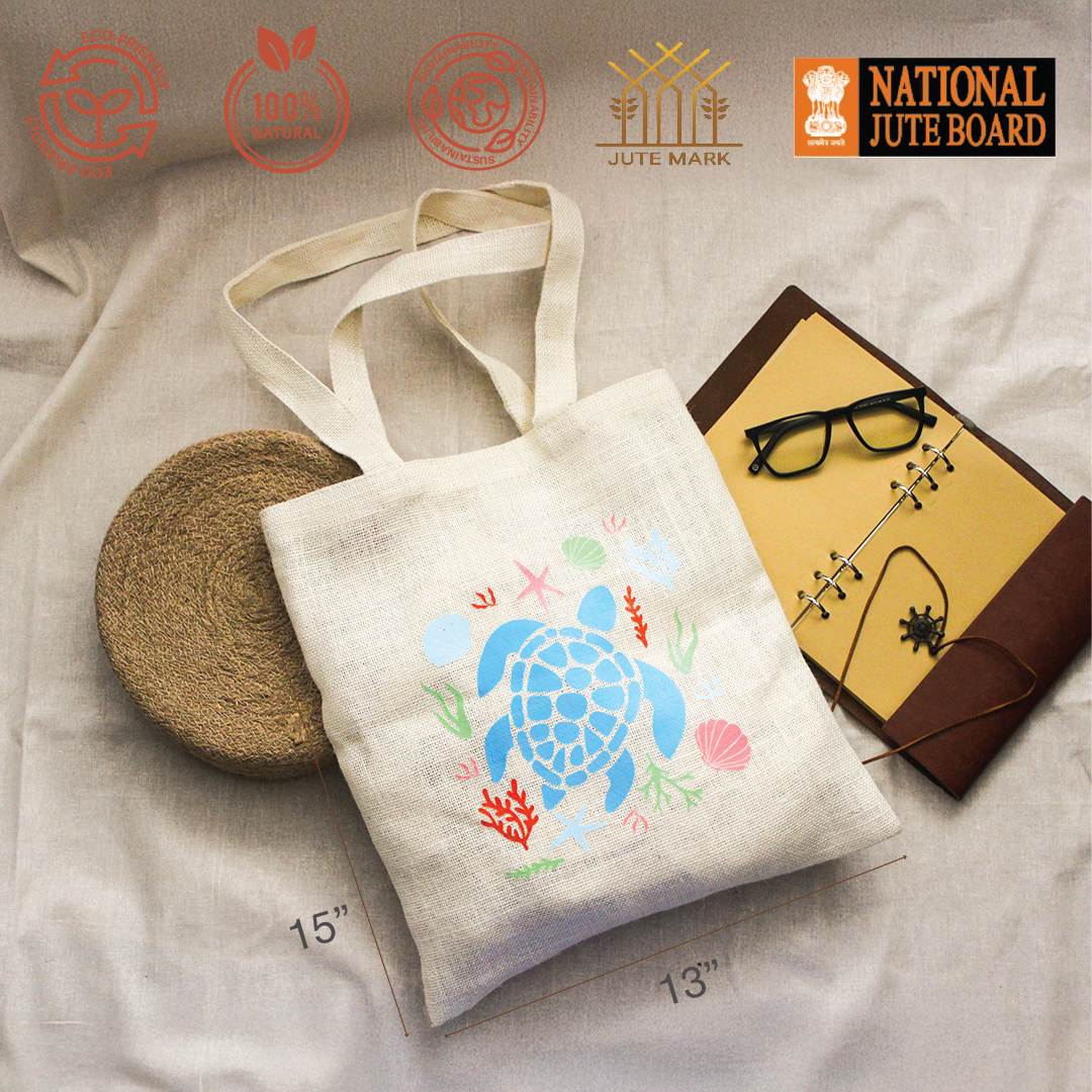 Under the Sea Jute Tote bag
