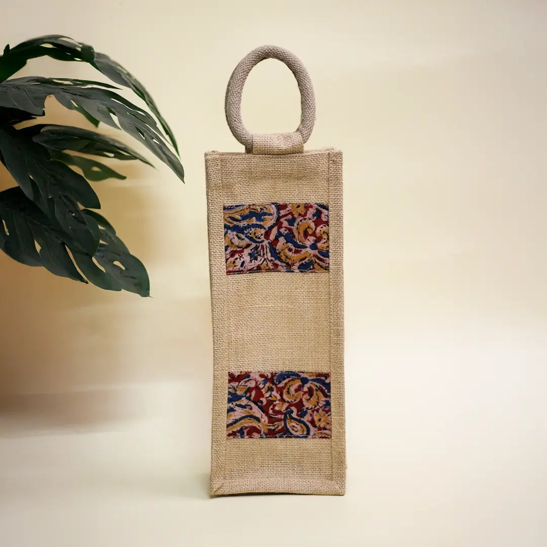 Double Kalamkari Bottle Bag