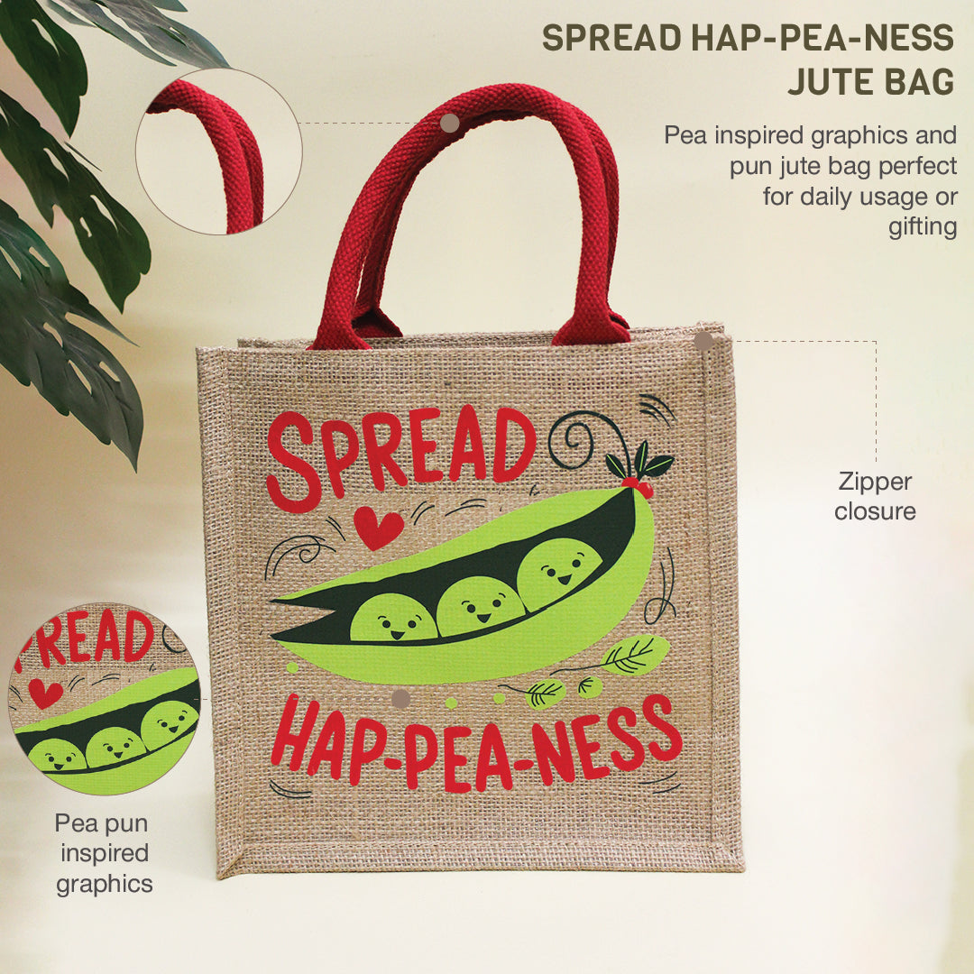Spread Hap-pea-ness Jute bag