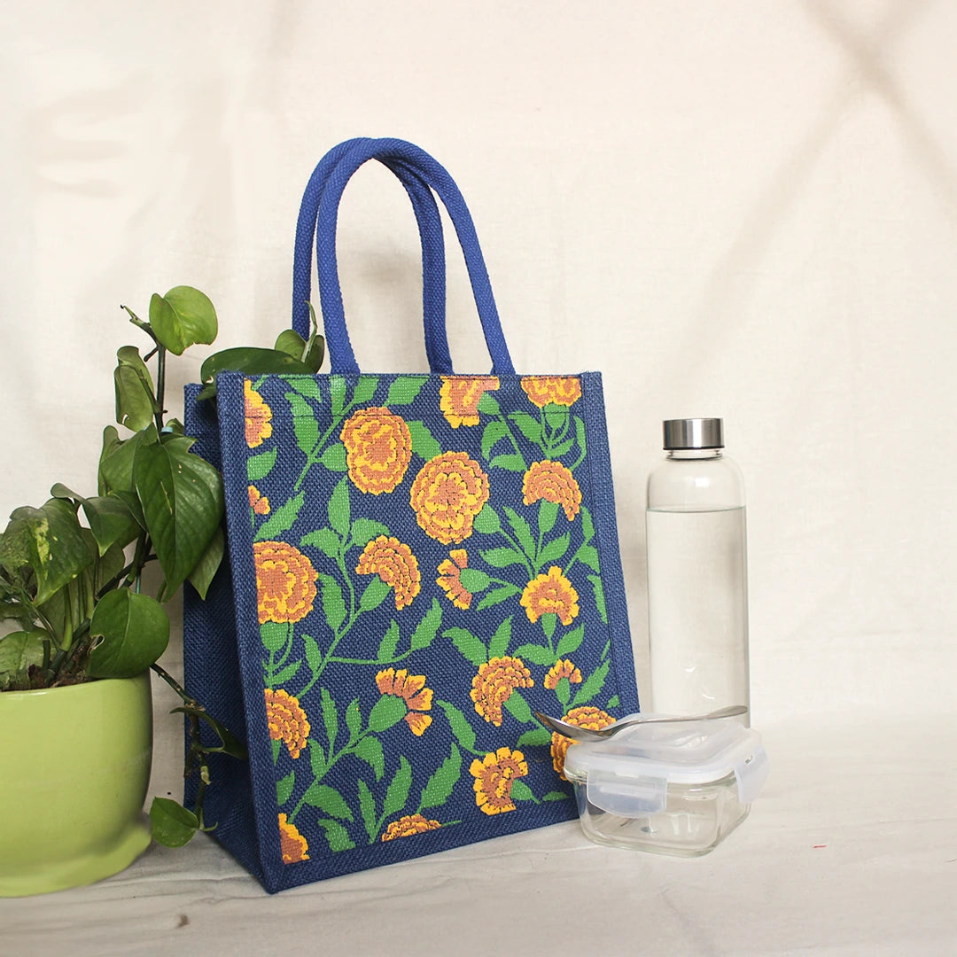 Marigold Blue Zipper Lunch bag