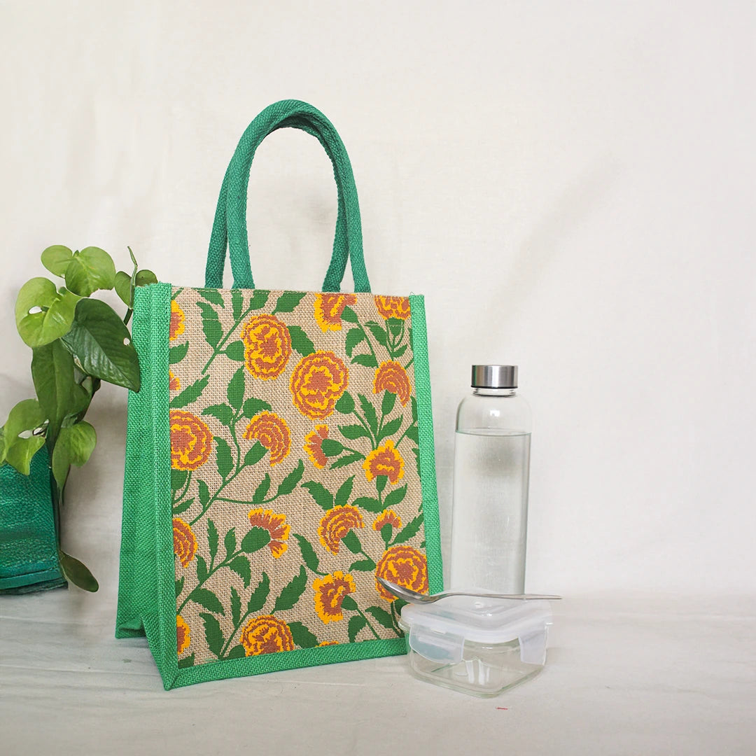Marigold Green Zipper Lunch Bag
