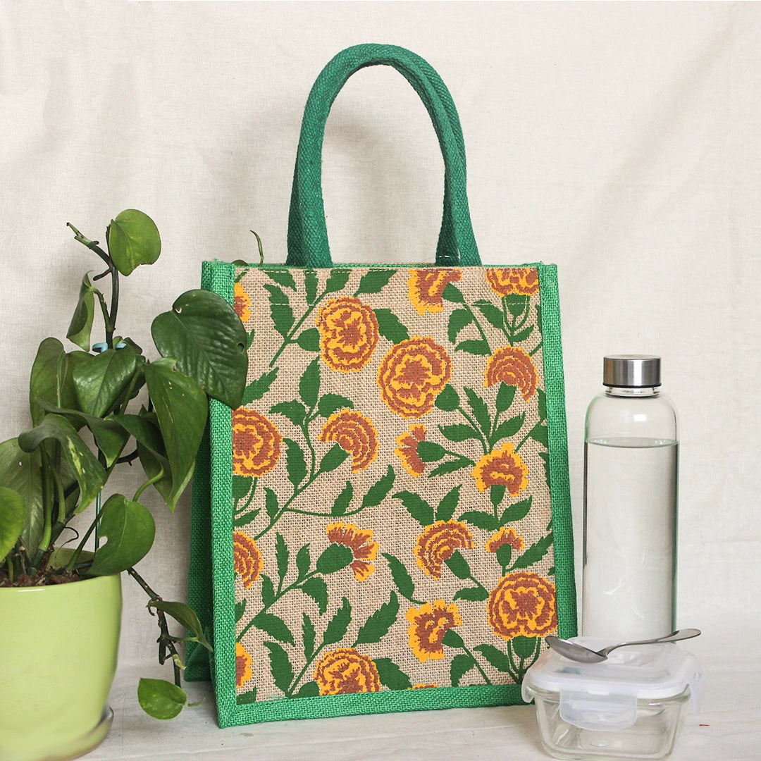 Marigold Green Zipper Lunch Bag