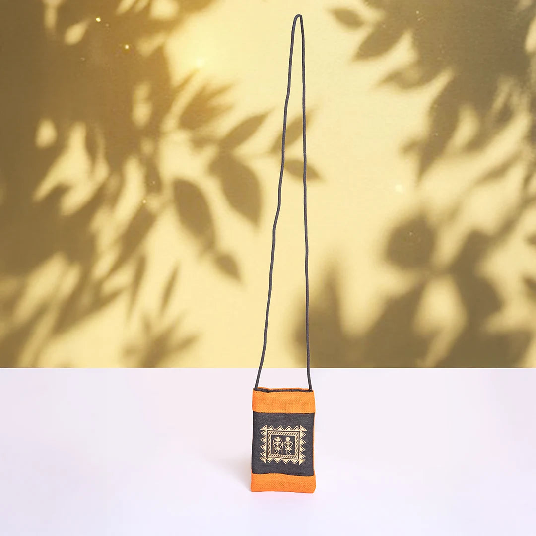 Warli Jute Mobile sling bag