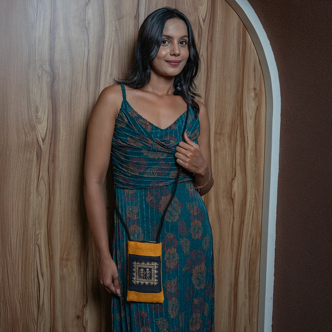 Warli Jute Mobile sling bag