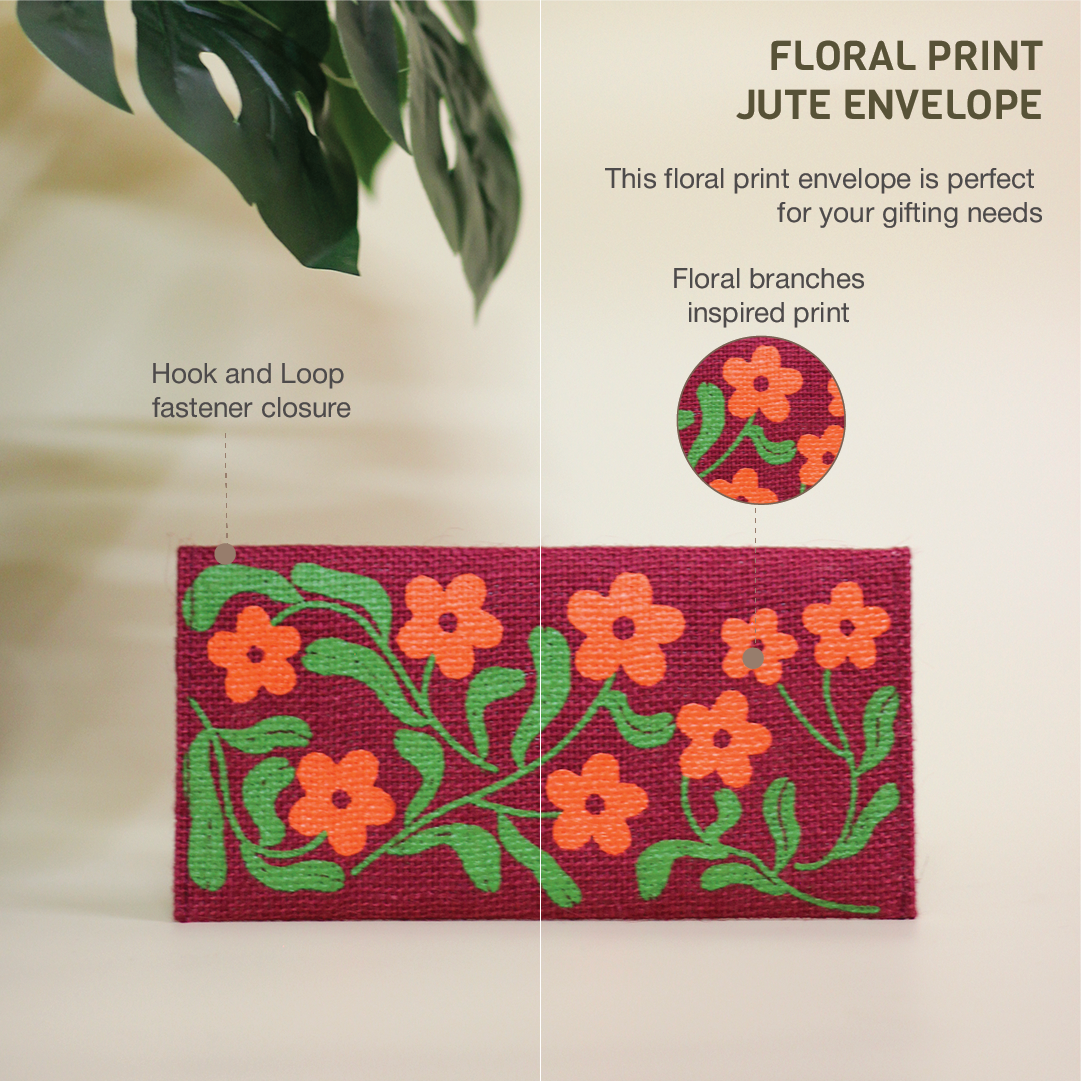 Floral print Jute Envelope(Pack of 5)