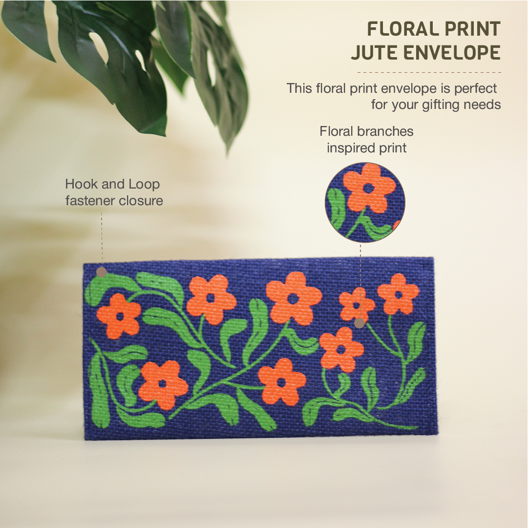 Floral print Jute Envelope(Pack of 5)