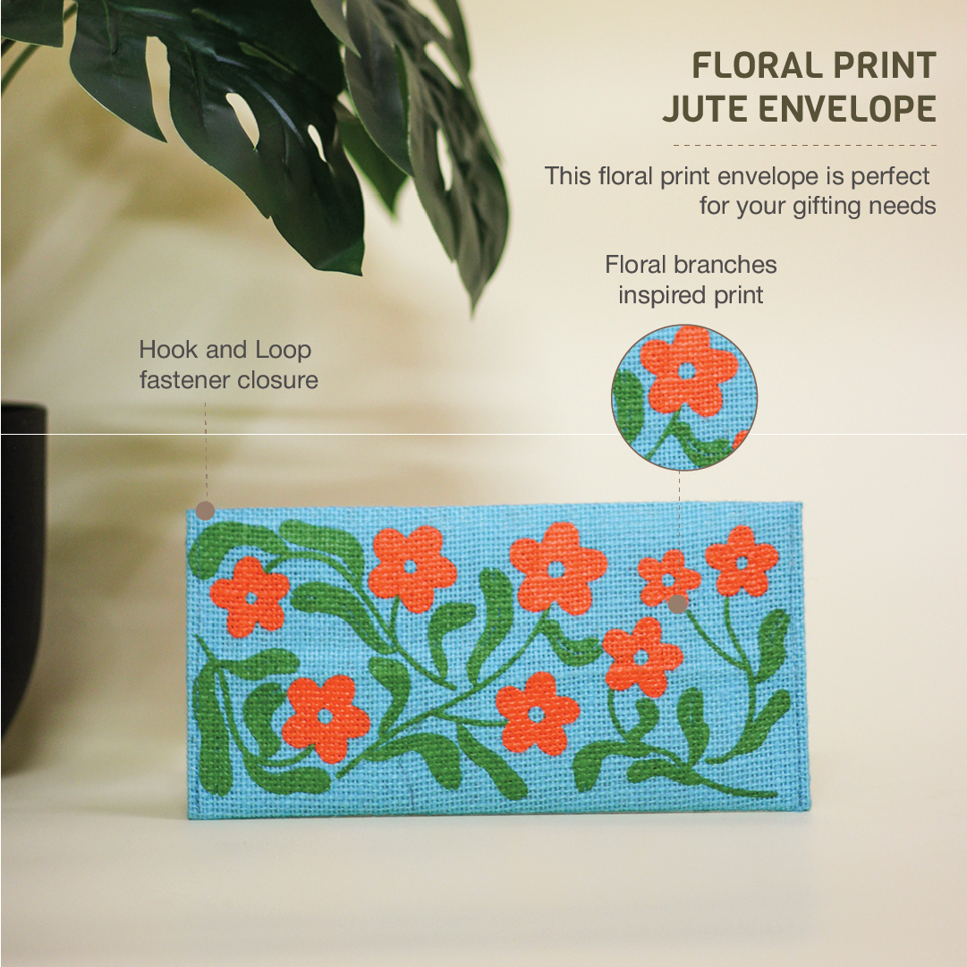 Floral print Jute Envelope(Pack of 5)