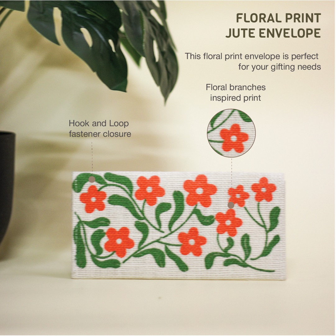 Floral print Jute Envelope(Pack of 5)