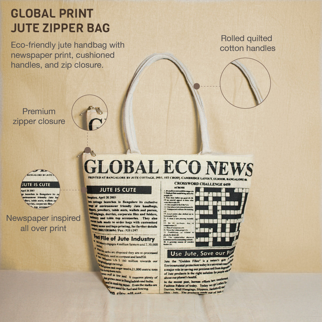 Global print Jute Bag Large