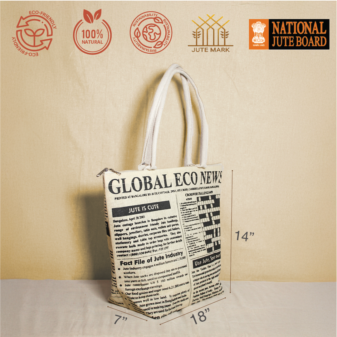 Global print Jute Bag Large